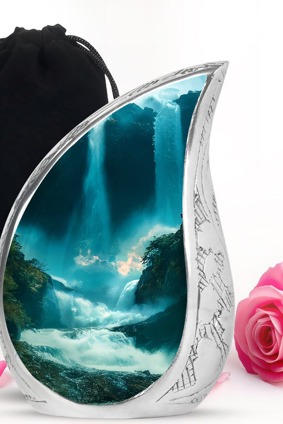 Peaceful Waterfall Cremation Urn - Scenic Memorial Urn For Loved Ones