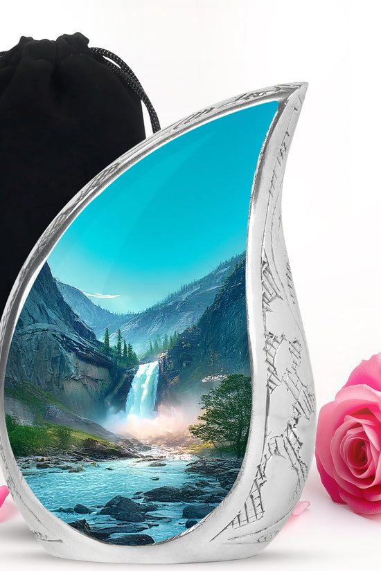 Beautiful Waterfall Cremation Urn - Mountain Memorial Urn For Loved Ones