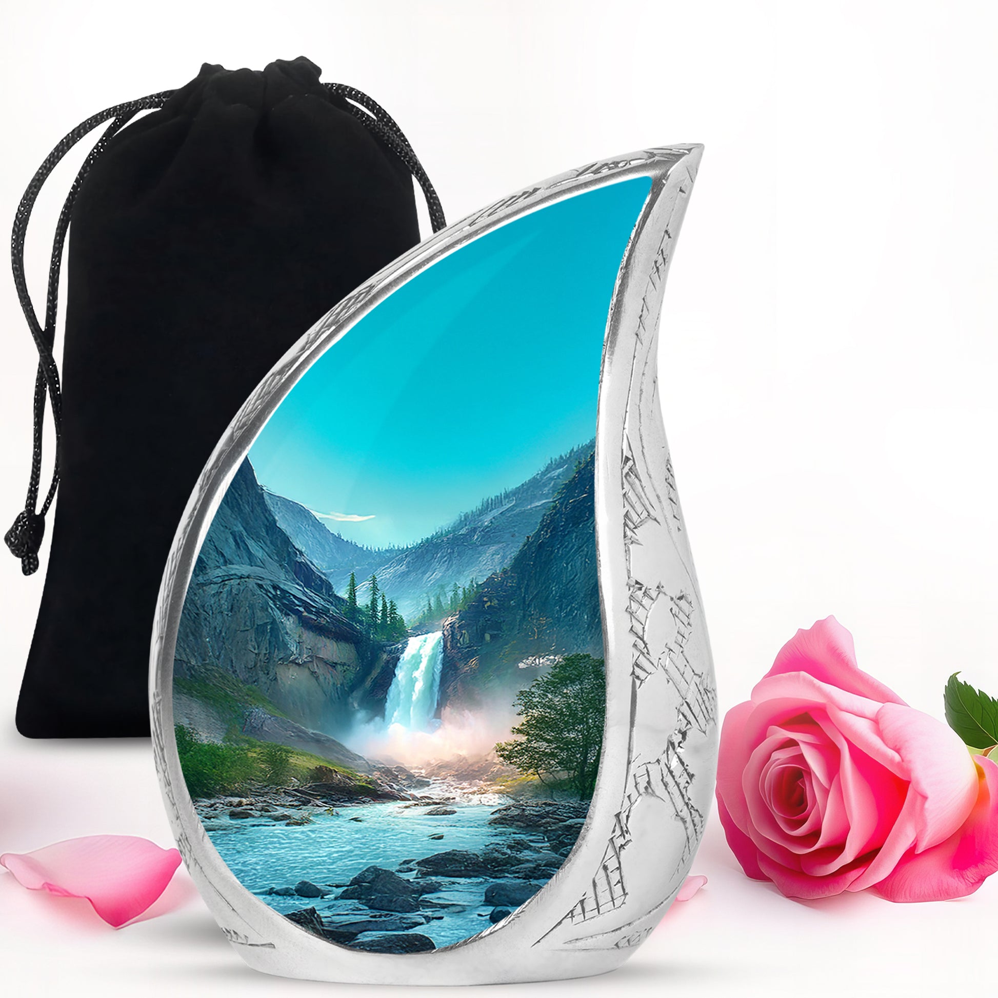 Beautiful Waterfall Cremation Urn - Mountain Memorial Urn For Loved Ones