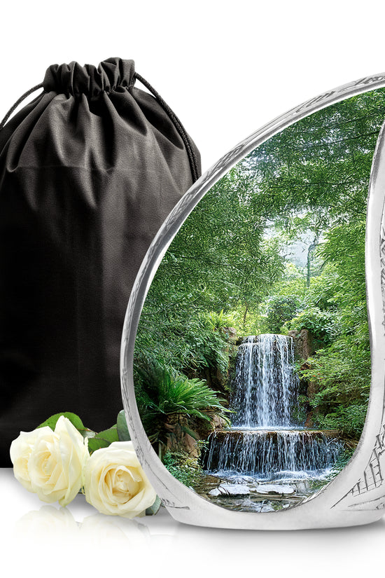 Waterfall Funeral Urn - Forest Nature Cremation Urn For Adult Ashes