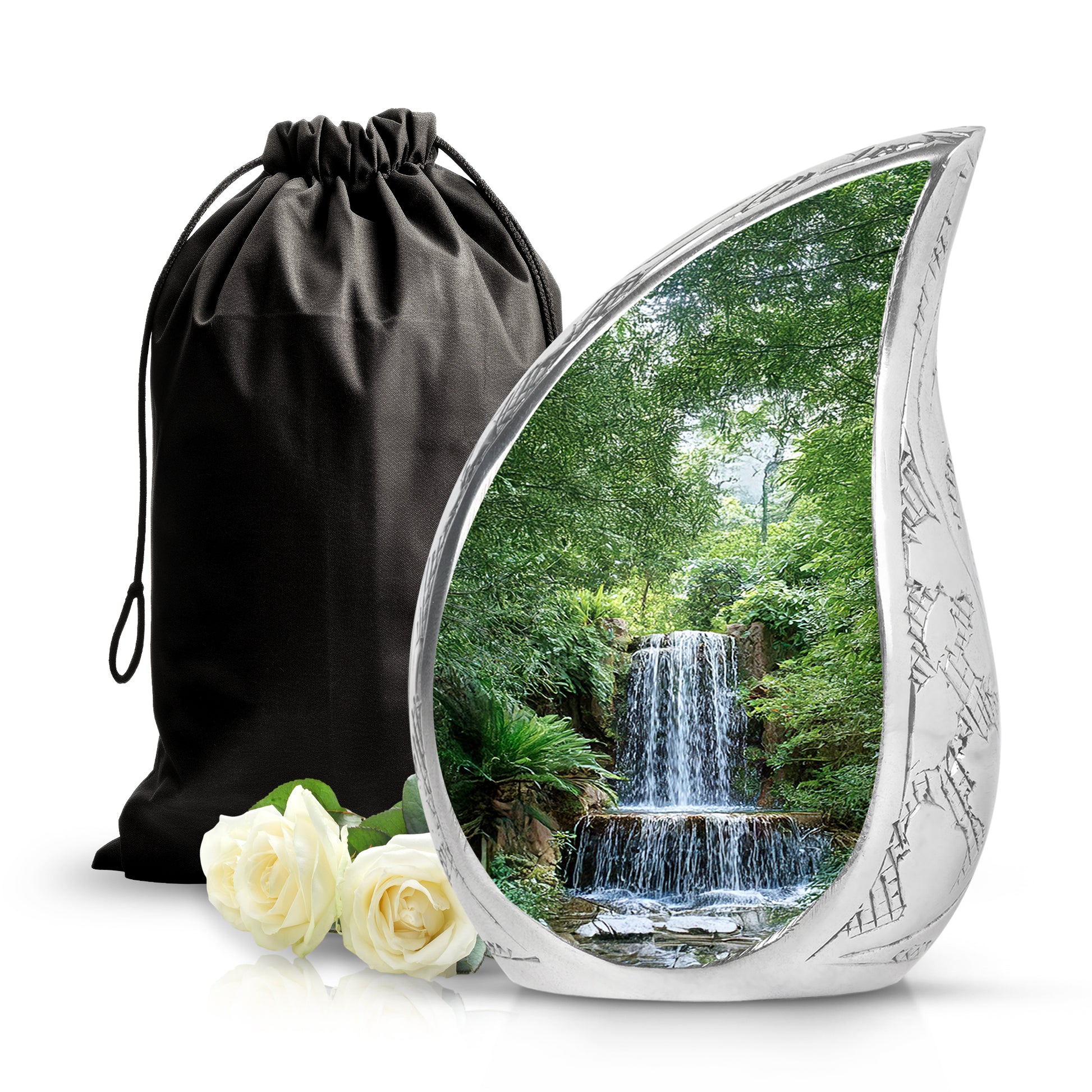 Waterfall Funeral Urn - Forest Nature Cremation Urn For Adult Ashes