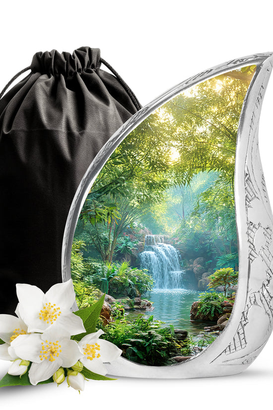 Nature Waterfall Cremation Urn - Peaceful Memorial Urn For Burial