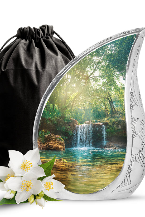 Scenic Waterfall Cremation Urn - Memorial Urn For Male & Female