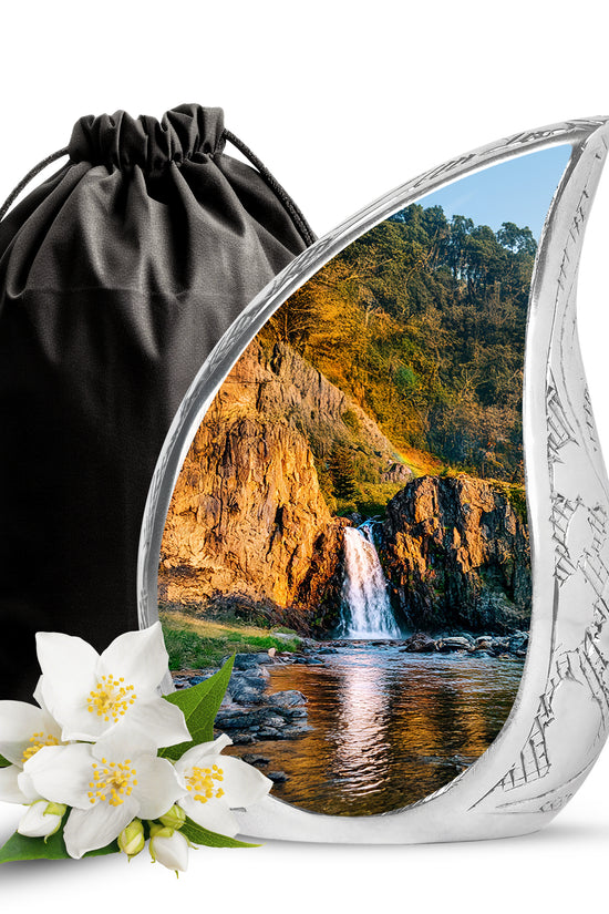 Mountain Waterfall Cremation Urn - Funeral Urn For Human Ashes