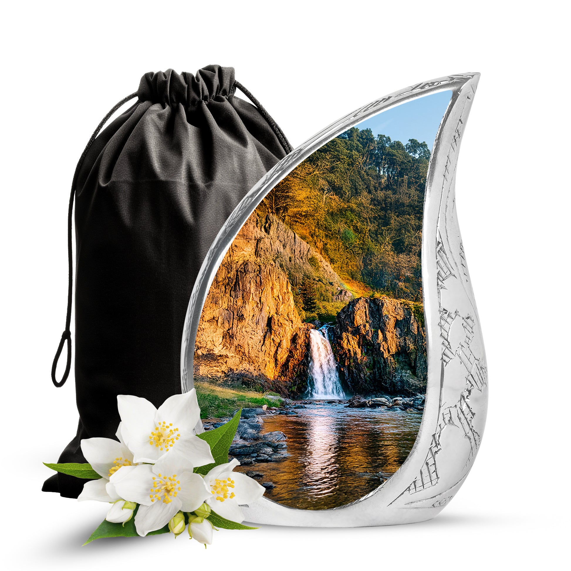 Mountain Waterfall Cremation Urn - Funeral Urn For Human Ashes