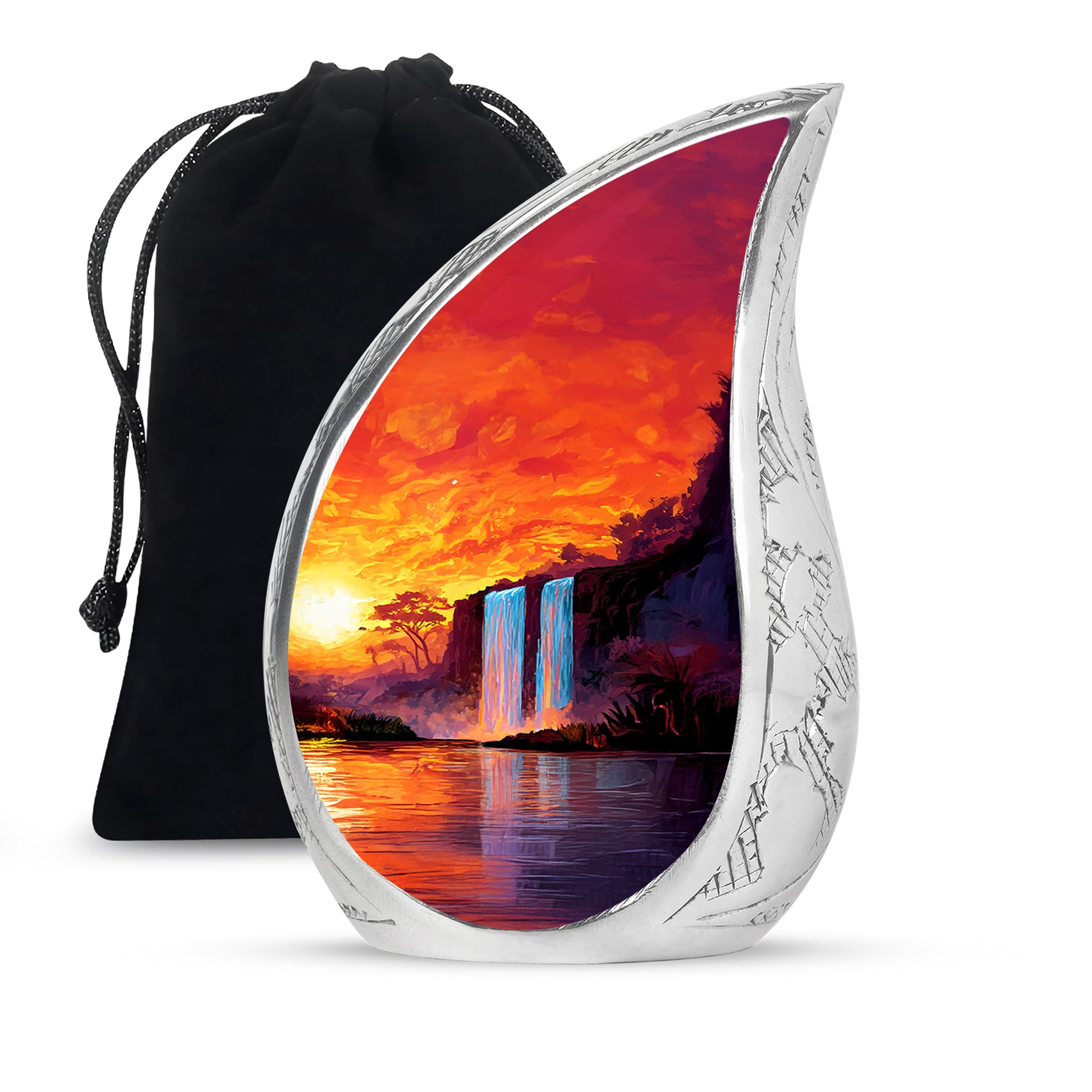 Sunset Waterfall Cremation Urn - Premium Memorial Urn For Human Ashes