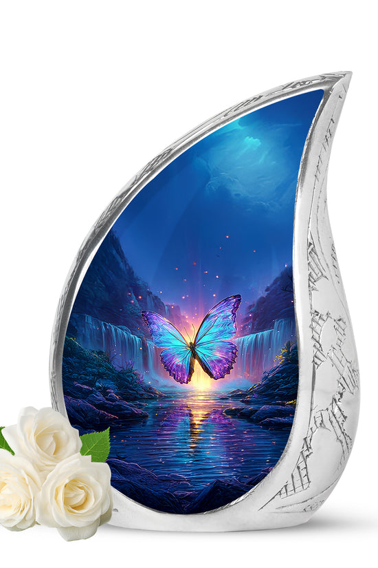Regal Butterfly Memorial Cremation Urns - Blue 10-inch, 200 cu in - Yatskia