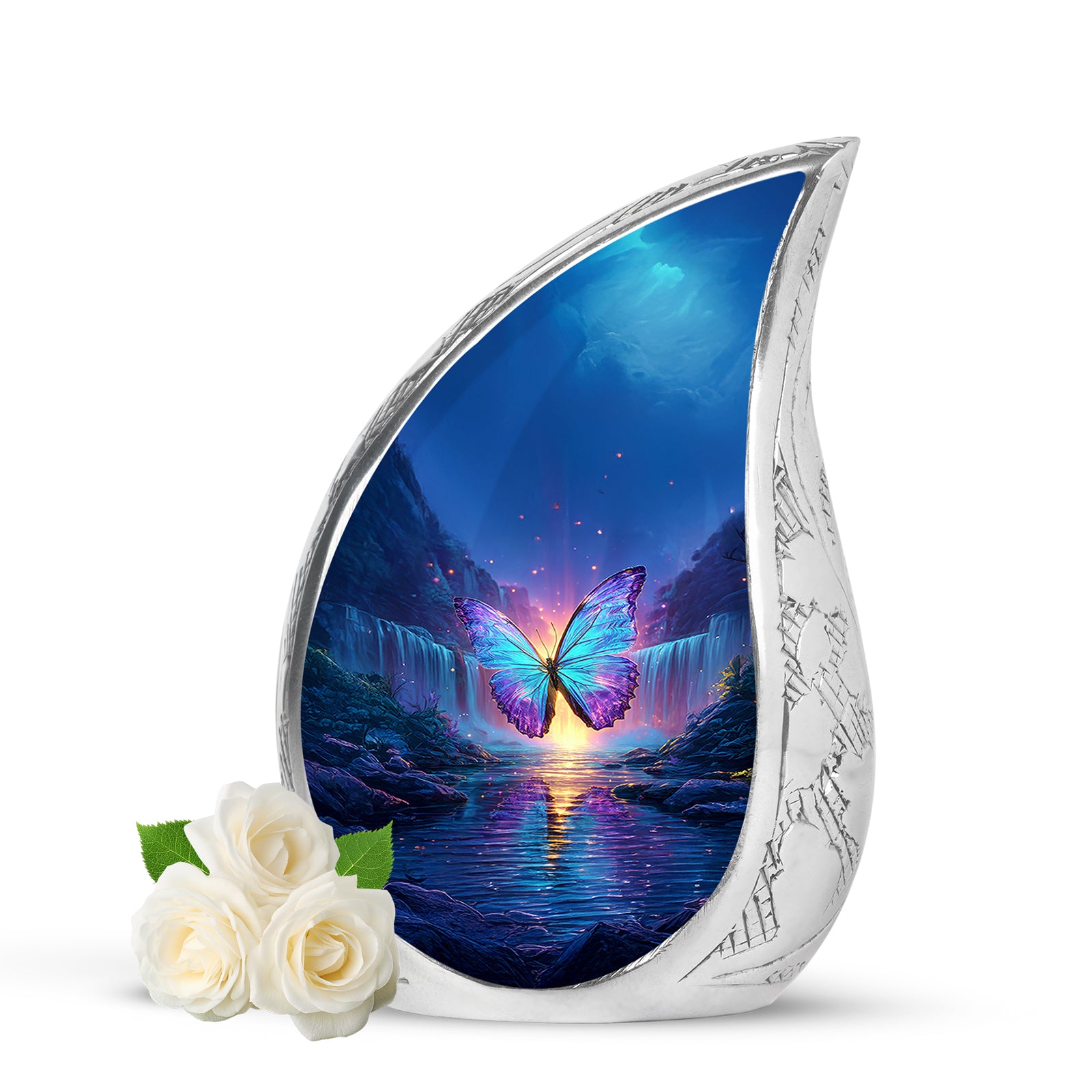 Regal Butterfly Memorial Cremation Urns - Blue 10-inch, 200 cu in - Yatskia