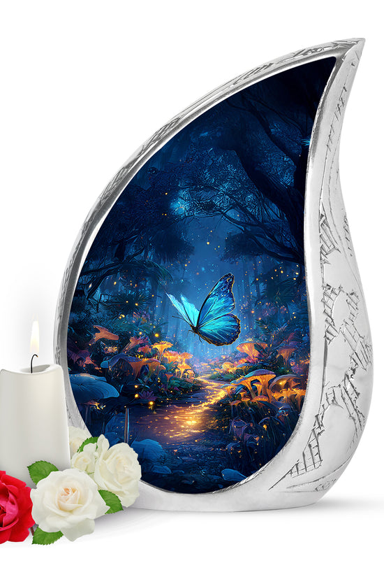 Personalized Magnificent Butterfly Cremation Urns - Blue 10-inch, 200 cu in - Yatskia