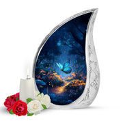 Personalized Magnificent Butterfly Cremation Urns - Blue 10-inch, 200 cu in - Karyliz