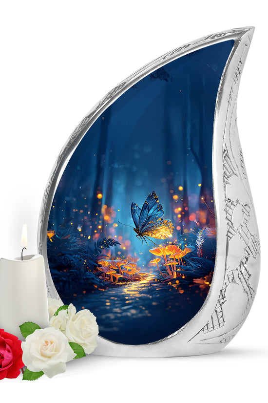 Personalized Elegant Butterfly Cremation Urns - Blue 10-inch, 200 cu in - Yatskia