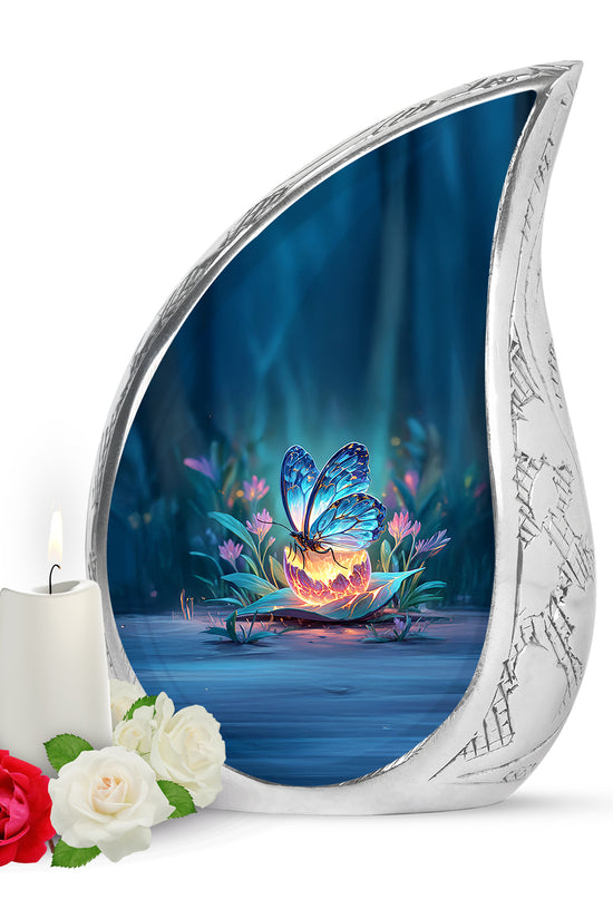 Blue Butterfly Cremation Urns - Enduring Passage 10-inch, 200 cu in - Yatskia