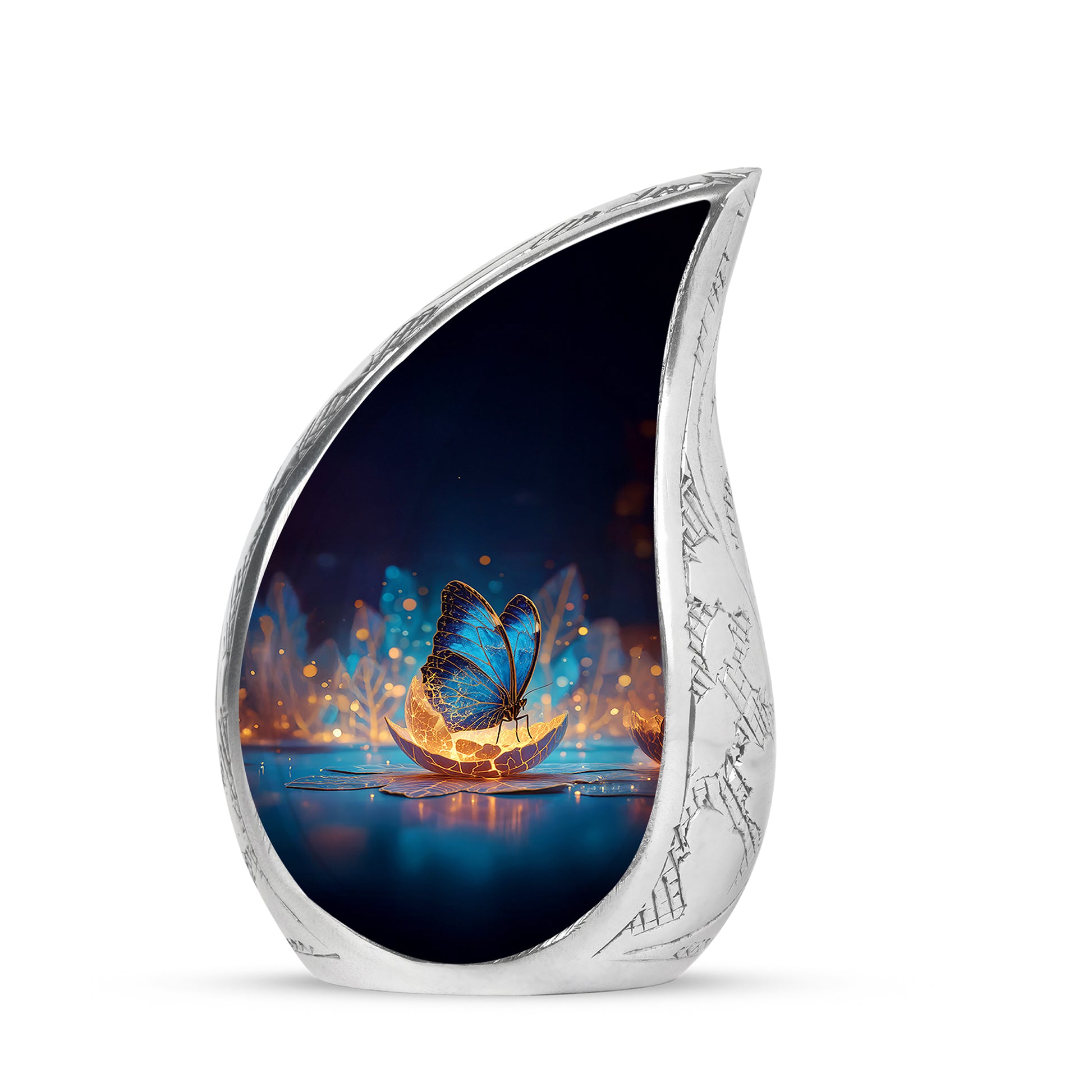 Blue Treasured Butterfly Cremation Urns for Human Ashes - 10-inch, 200 cu in - Yatskia