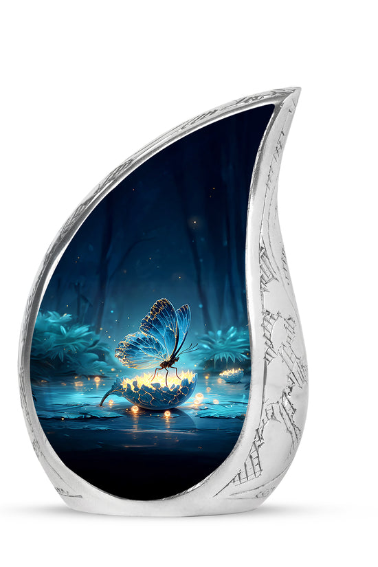 Ethereal Butterfly Memorial Cremation Urns - Blue 10-inch, 200 cu in - Yatskia