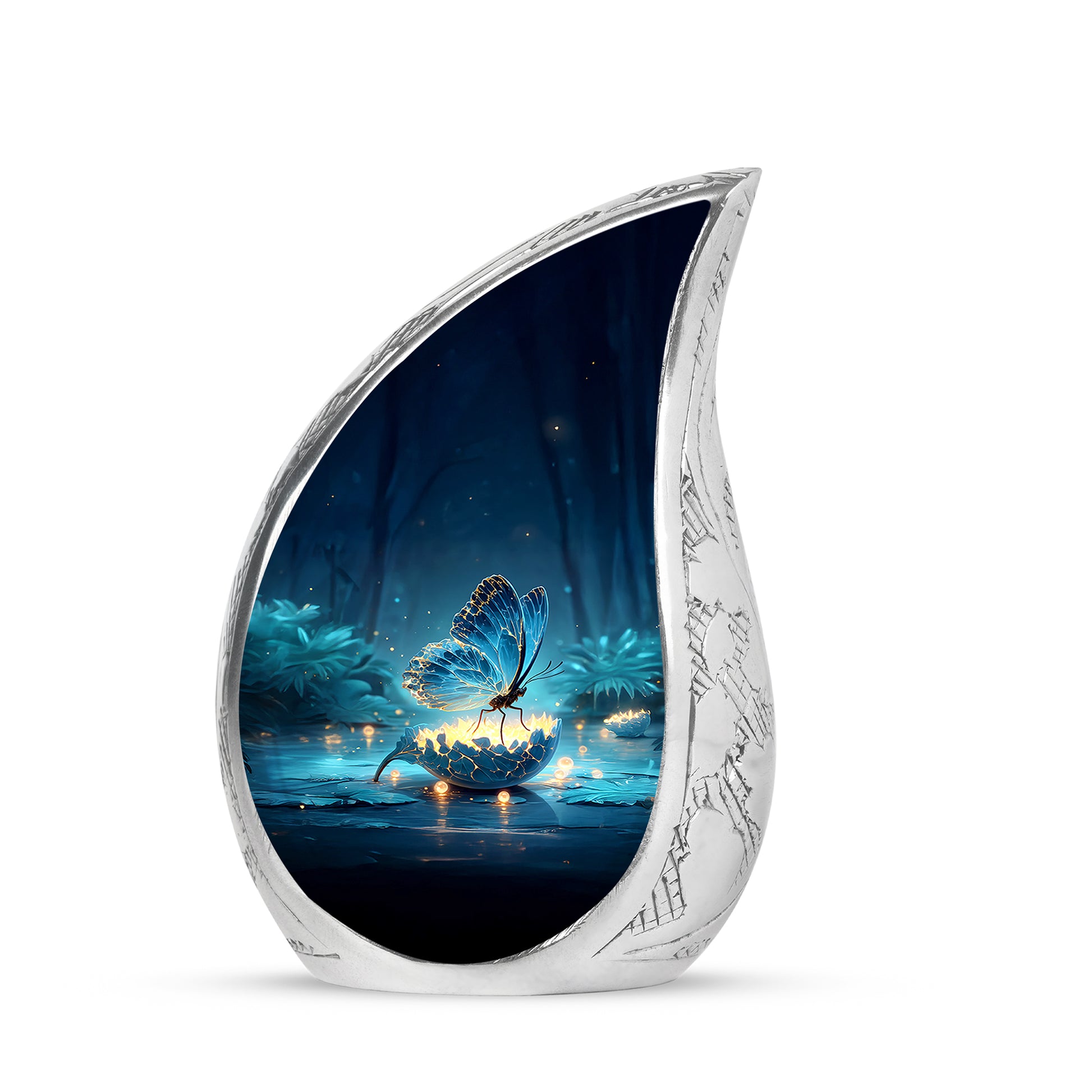 Ethereal Butterfly Memorial Cremation Urns - Blue 10-inch, 200 cu in - Yatskia