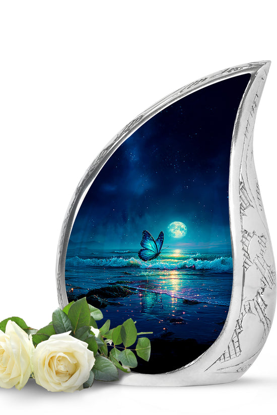 Radiant Butterfly Memorial Cremation Urns - Blue 10-inch, 200 cu in - Yatskia