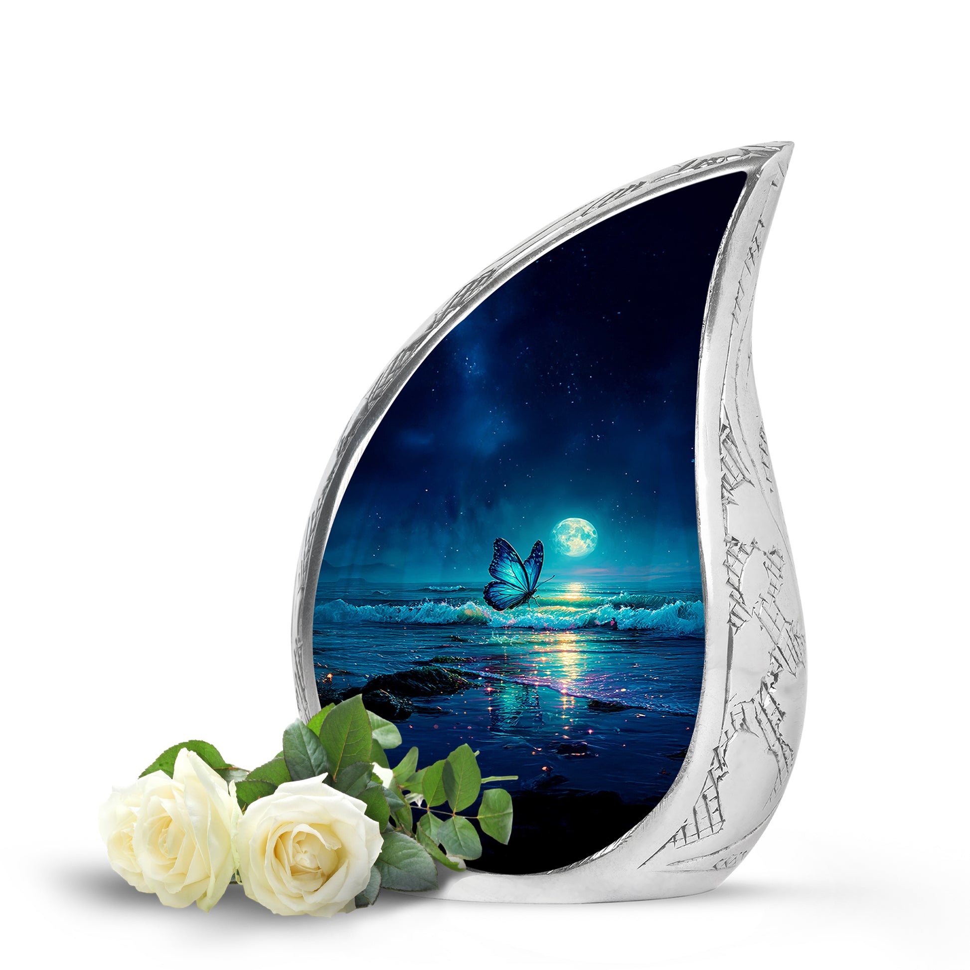 Radiant Butterfly Memorial Cremation Urns - Blue 10-inch, 200 cu in - Yatskia