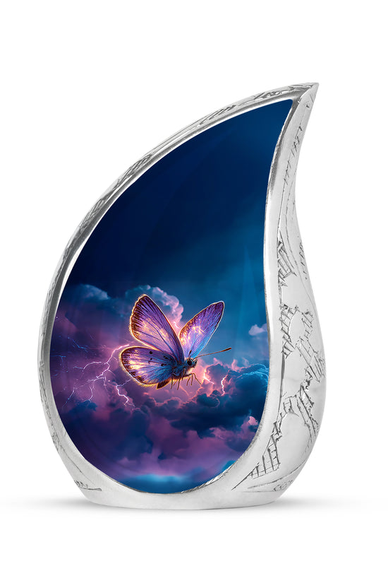 Blue Butterfly Cremation Urns - Imperial Promise 10-inch, 200 cu in - Yatskia