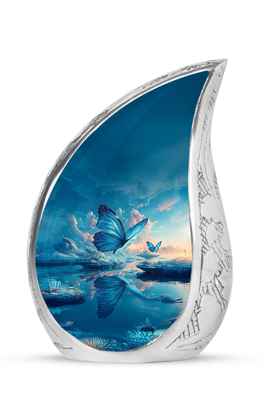 Personalized Butterfly Cremation Urns - Wondrous Blue 10-inch, 200 cu in - Yatskia