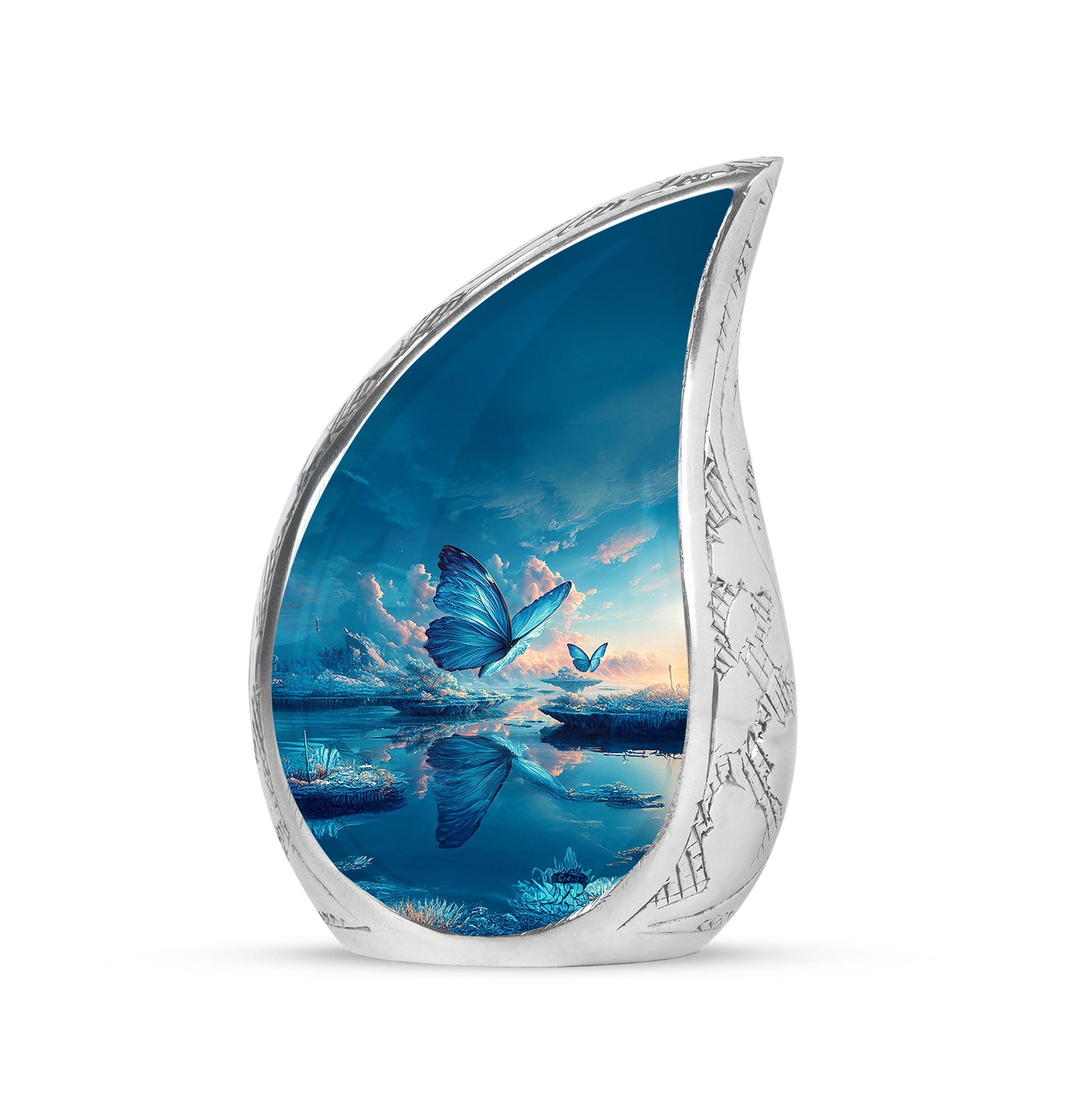 Personalized Butterfly Cremation Urns - Wondrous Blue 10-inch, 200 cu in - Yatskia