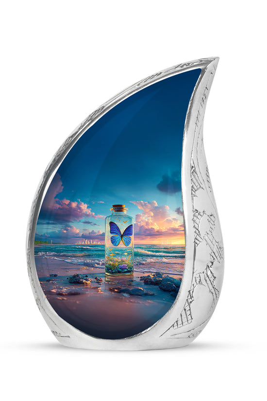 Remarkable Butterfly Memorial Cremation Urns - Blue 10-inch, 200 cu in - Yatskia
