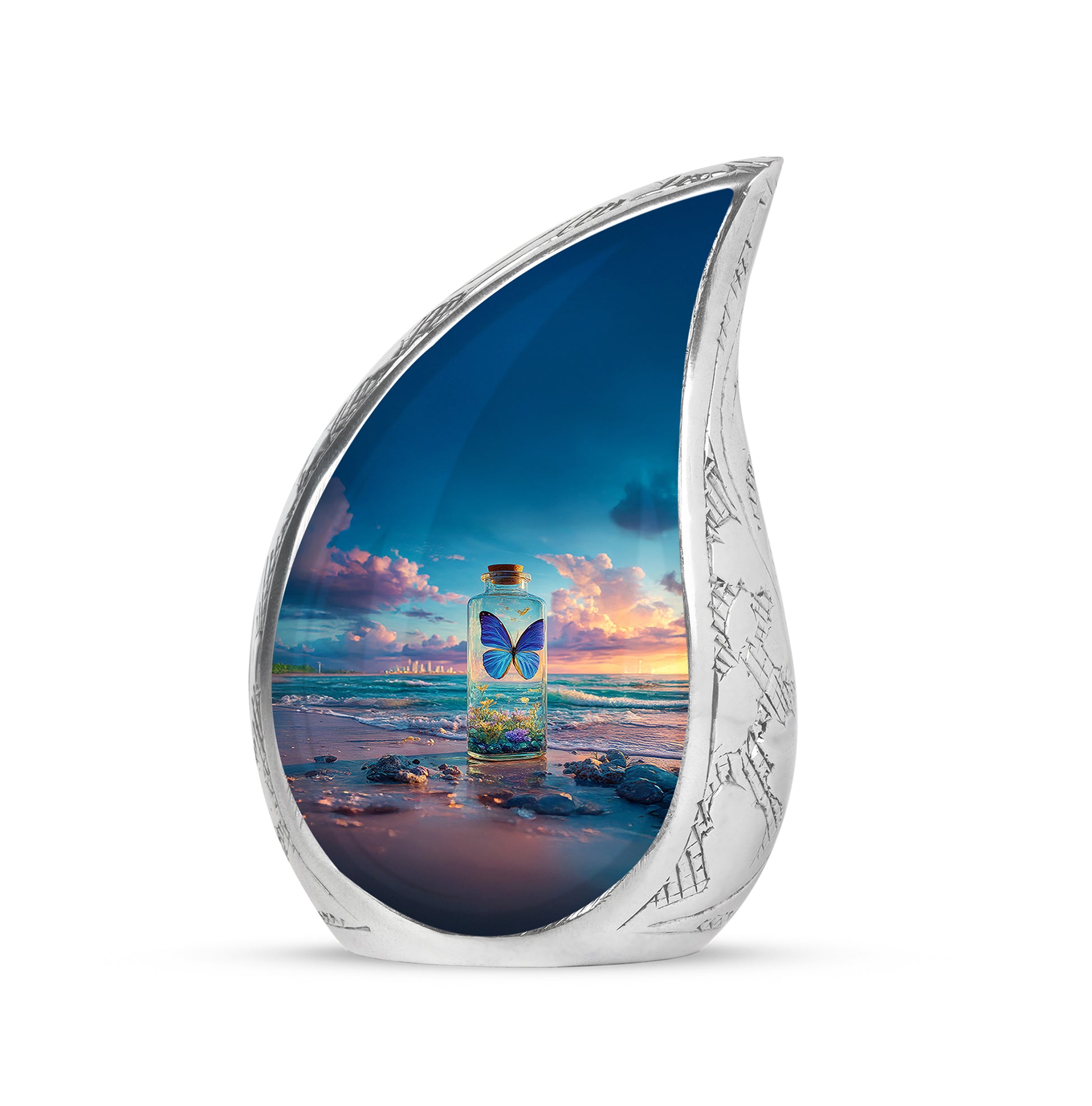 Remarkable Butterfly Memorial Cremation Urns - Blue 10-inch, 200 cu in - Yatskia