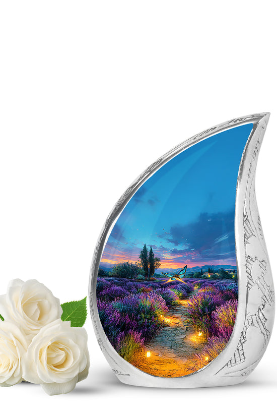 Blue Butterfly Memorial Cremation Urns for Human Ashes - 10-inch, 200 cu in - Yatskia