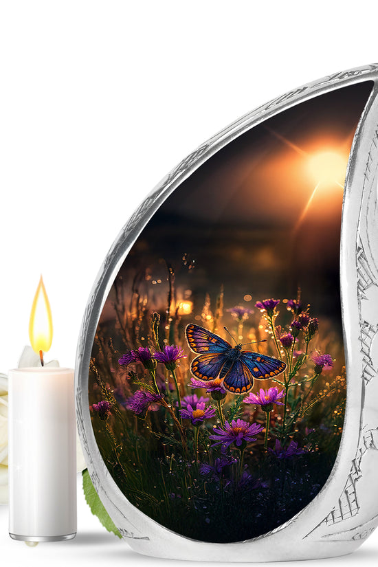 Gold Butterfly Memorial Cremation Urns for Human Ashes - 10-inch, 200 cu in - Yatskia