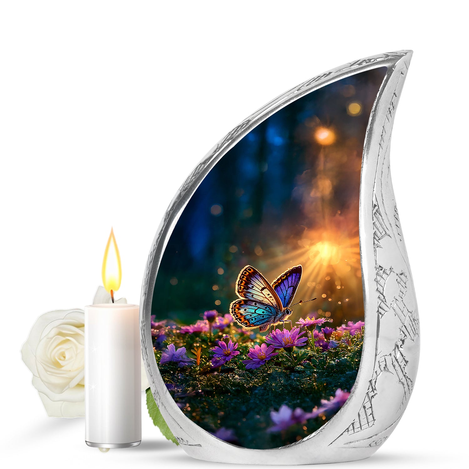 Blessed Butterfly Cremation Urns for Human Ashes - Gold 10-inch - Yatskia