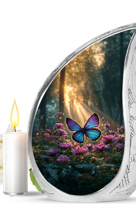 Gold Breathtaking Butterfly Memorial Urn for Ashes - 10-inch, 200 cu in - Yatskia