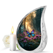 Gold Breathtaking Butterfly Memorial Urn for Ashes - 10-inch, 200 cu in - Karyliz