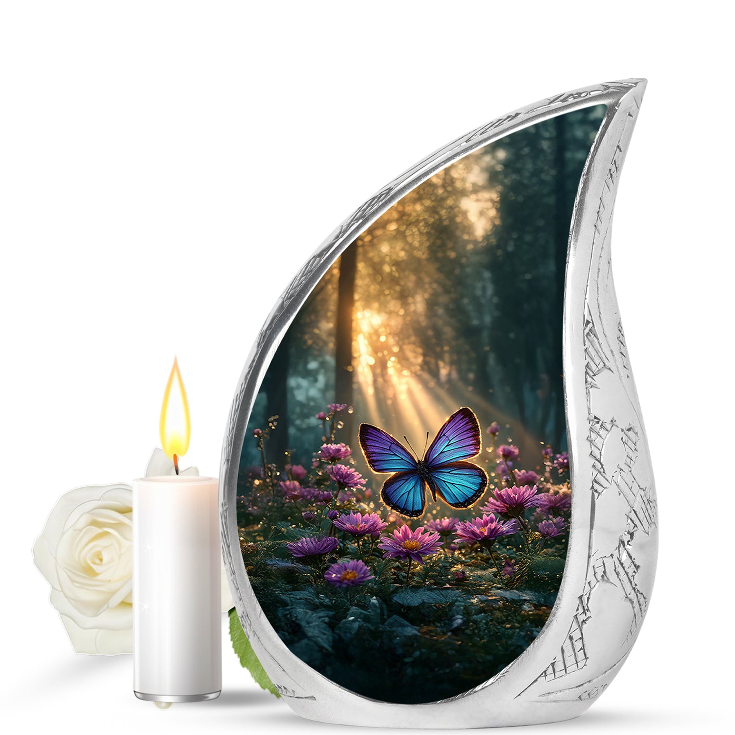 Gold Breathtaking Butterfly Memorial Urn for Ashes - 10-inch, 200 cu in - Yatskia