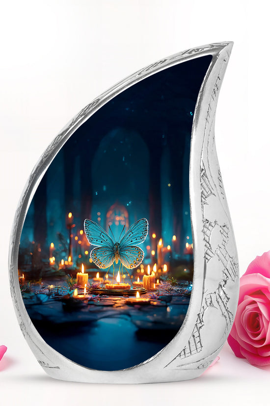 Blue Butterfly Cremation Urns - Glorious Celebration 10-inch, 200 cu in - Yatskia