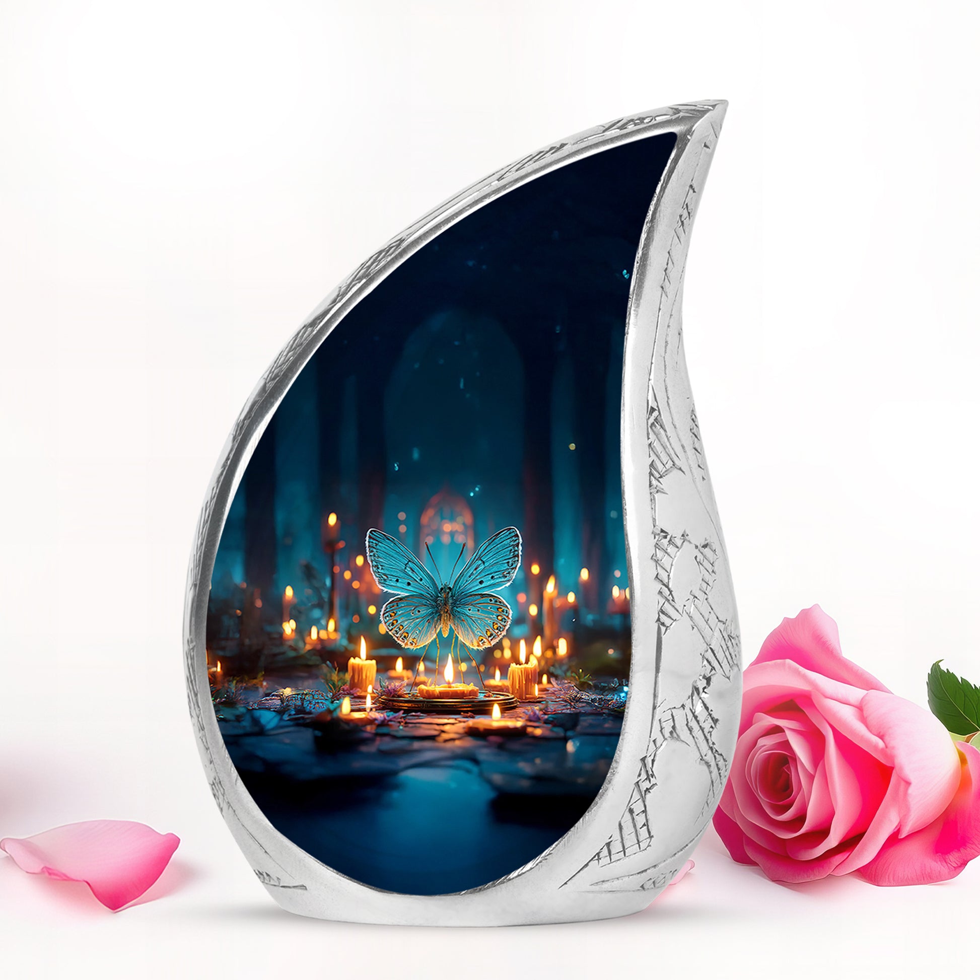 Blue Butterfly Cremation Urns - Glorious Celebration 10-inch, 200 cu in - Yatskia