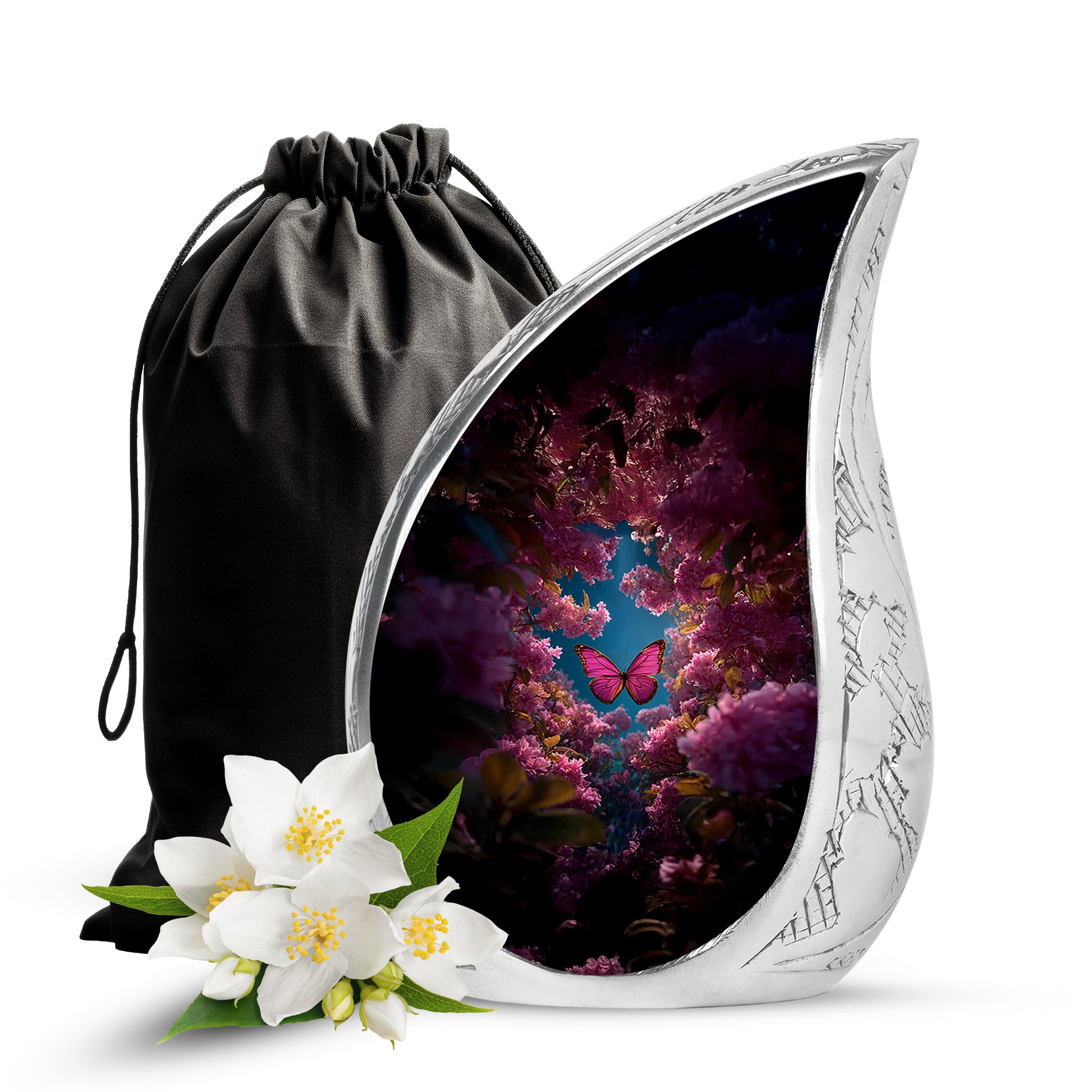 Butterfly Flower Garden Funeral Urn - Unique Memorial Urn For Human Ashes