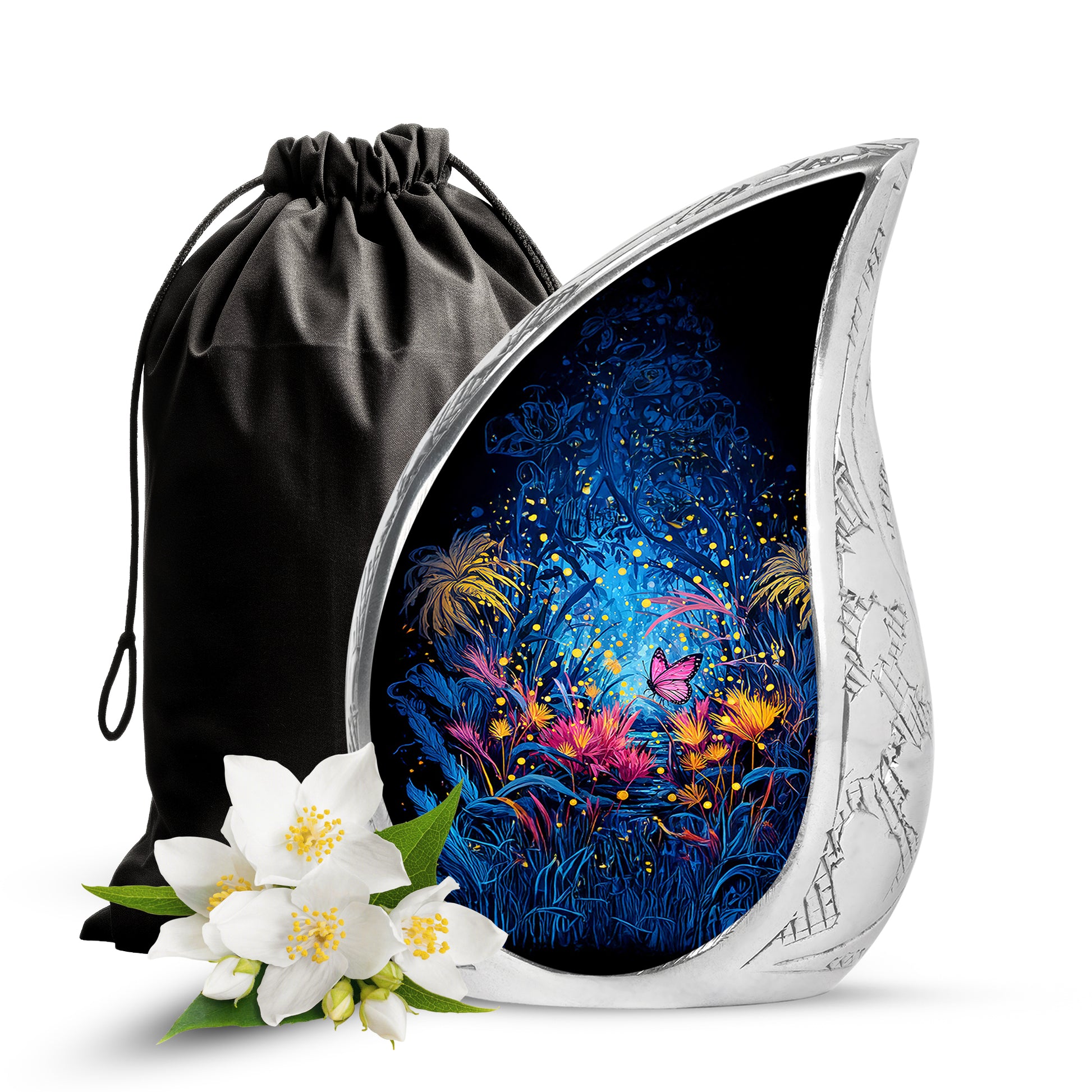 Pink Butterfly Cremation Urn - Bueatiful Forest Memorial Urn For Adult Ashes