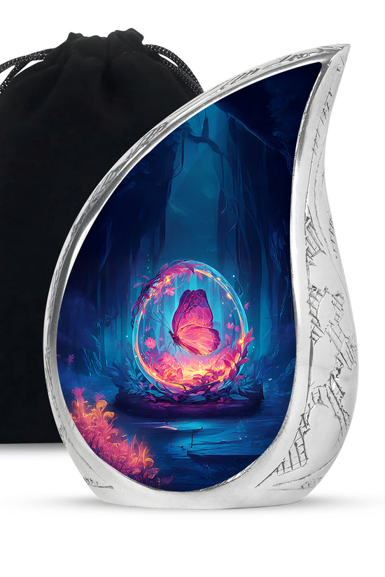 Artisic Butterfly Cremation Urn - Aluminum Memorial Urn For Male & Female