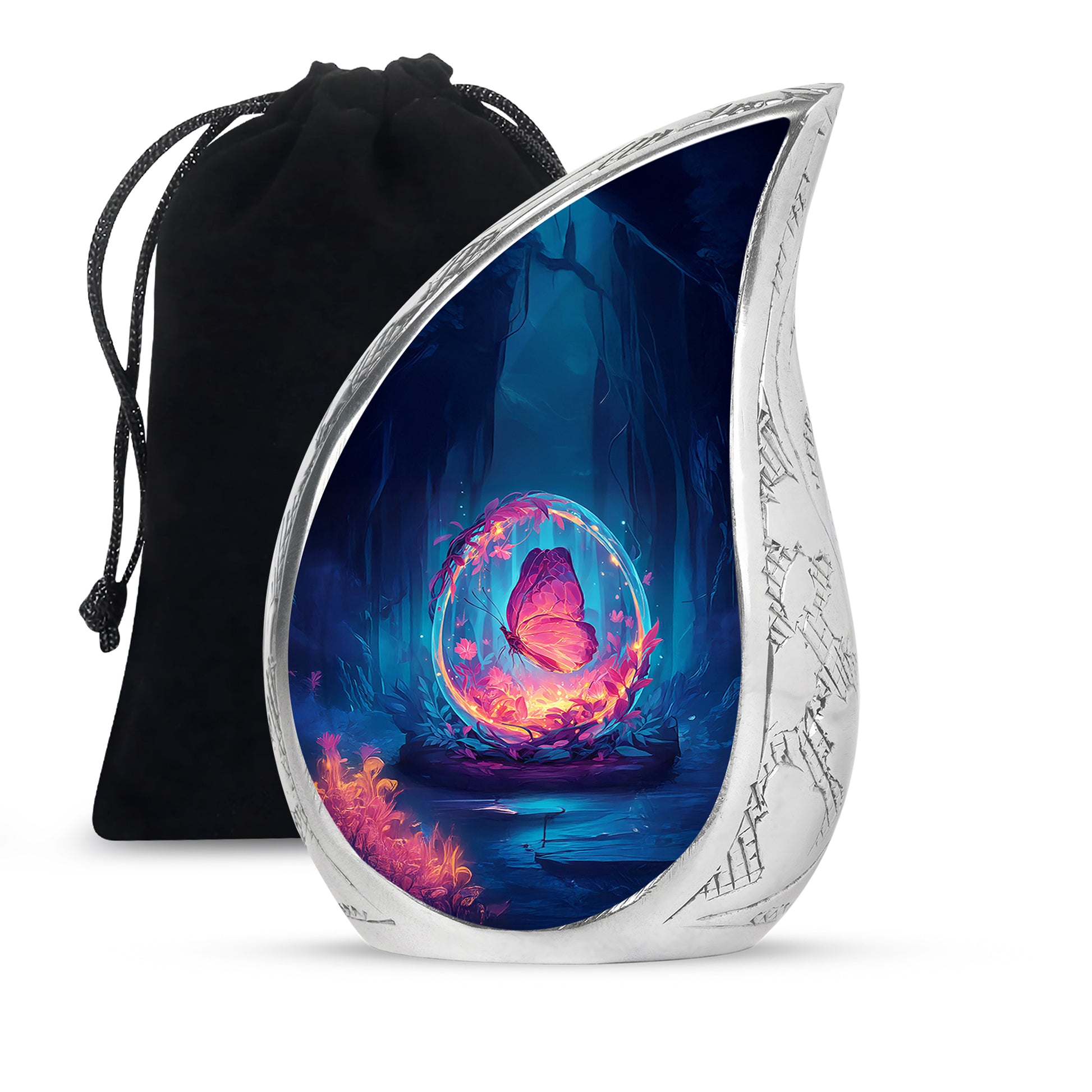 Artisic Butterfly Cremation Urn - Aluminum Memorial Urn For Male & Female