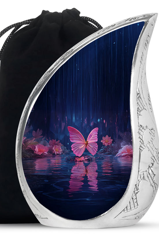 Floral Butterfly Funeral Urn - Water Lake Memorial Urn For Loved Ones