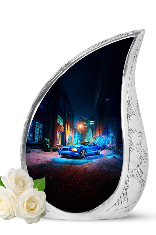 Personalized Seraphic Car Cremation Urns - Blue 10-inch, 200 cu in - Karyliz