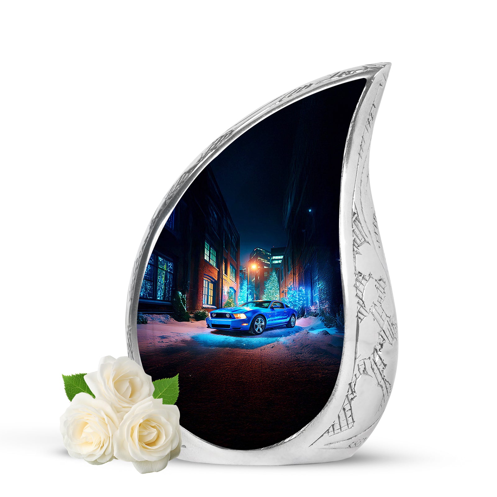 Personalized Seraphic Car Cremation Urns - Blue 10-inch, 200 cu in - Karyliz