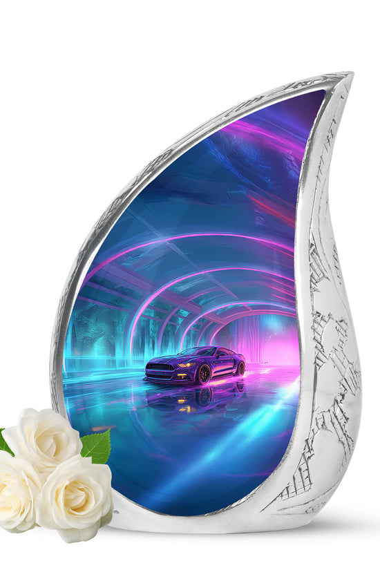Personalized Blue Sovereign Car Cremation Urns for Human Ashes - 10-inch, 200 cu in - Karyliz