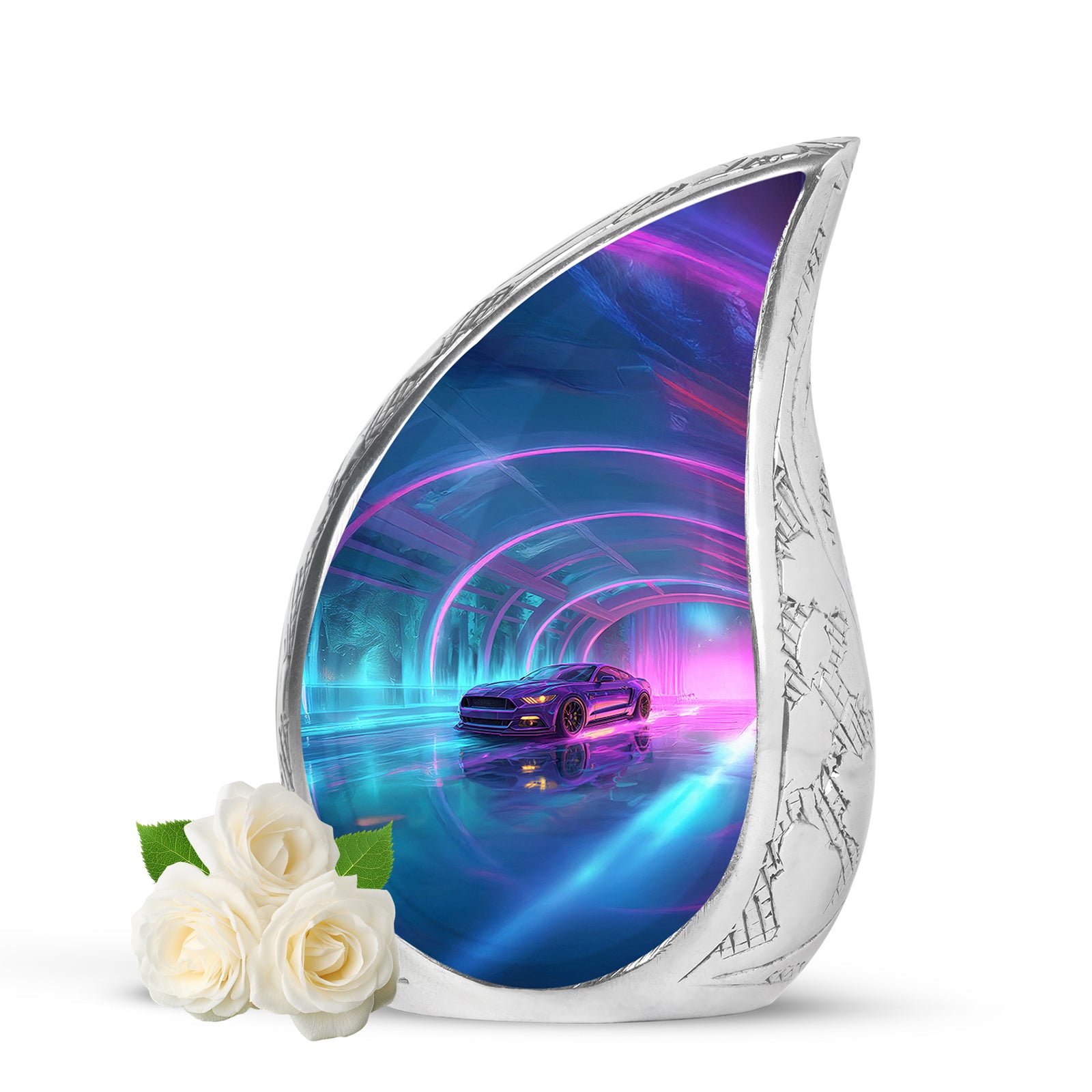 Personalized Blue Sovereign Car Cremation Urns for Human Ashes - 10-inch, 200 cu in - Karyliz