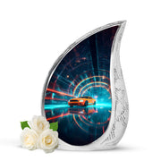 Dignified Blue Car Cremation Urn for Ashes - 10-inch, 200 cu in - Karyliz