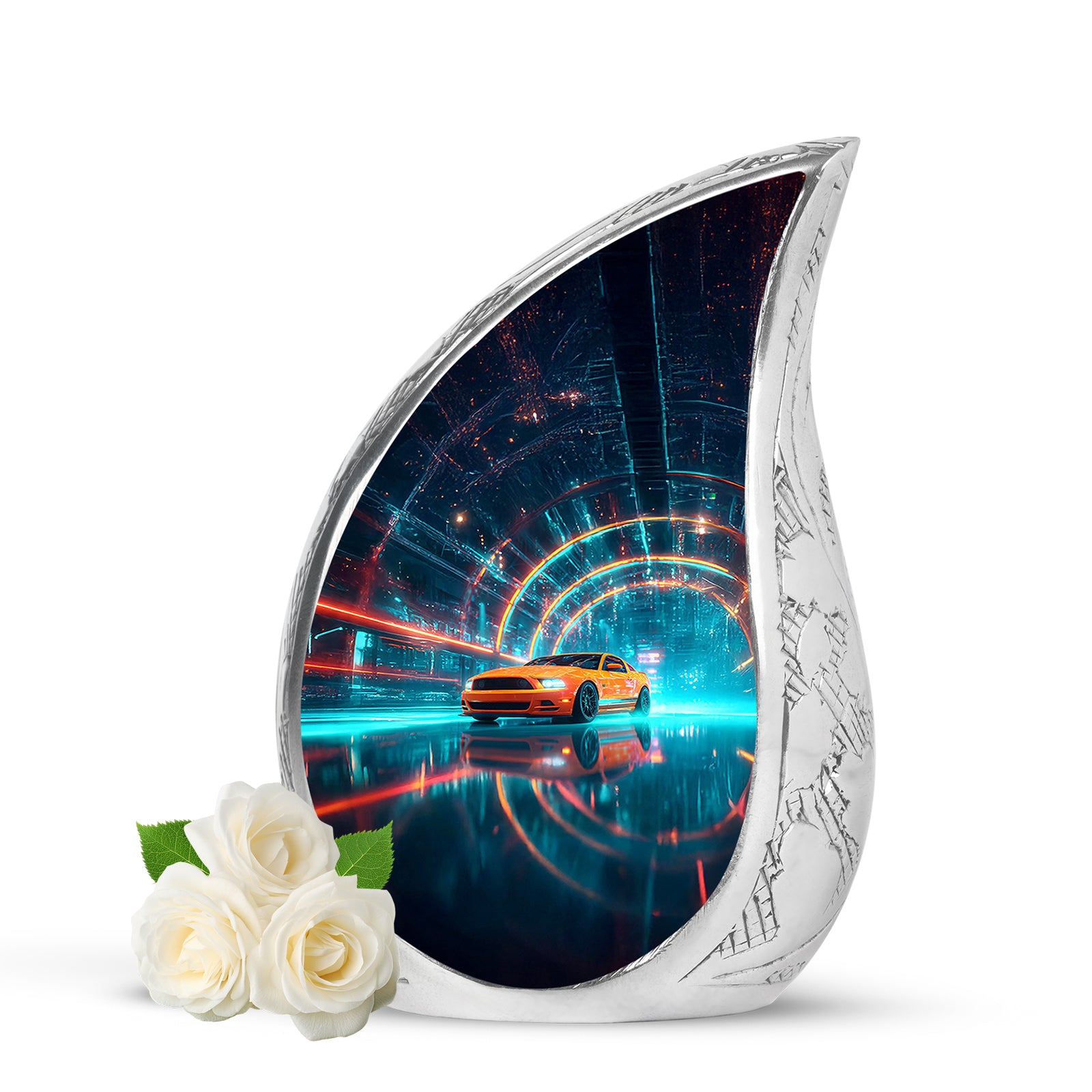 Dignified Blue Car Cremation Urn for Ashes - 10-inch, 200 cu in - Karyliz
