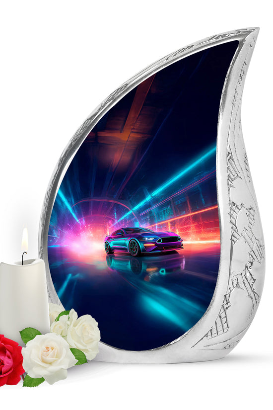 Personalized Refined Car Cremation Urns - Blue 10-inch, 200 cu in - Karyliz
