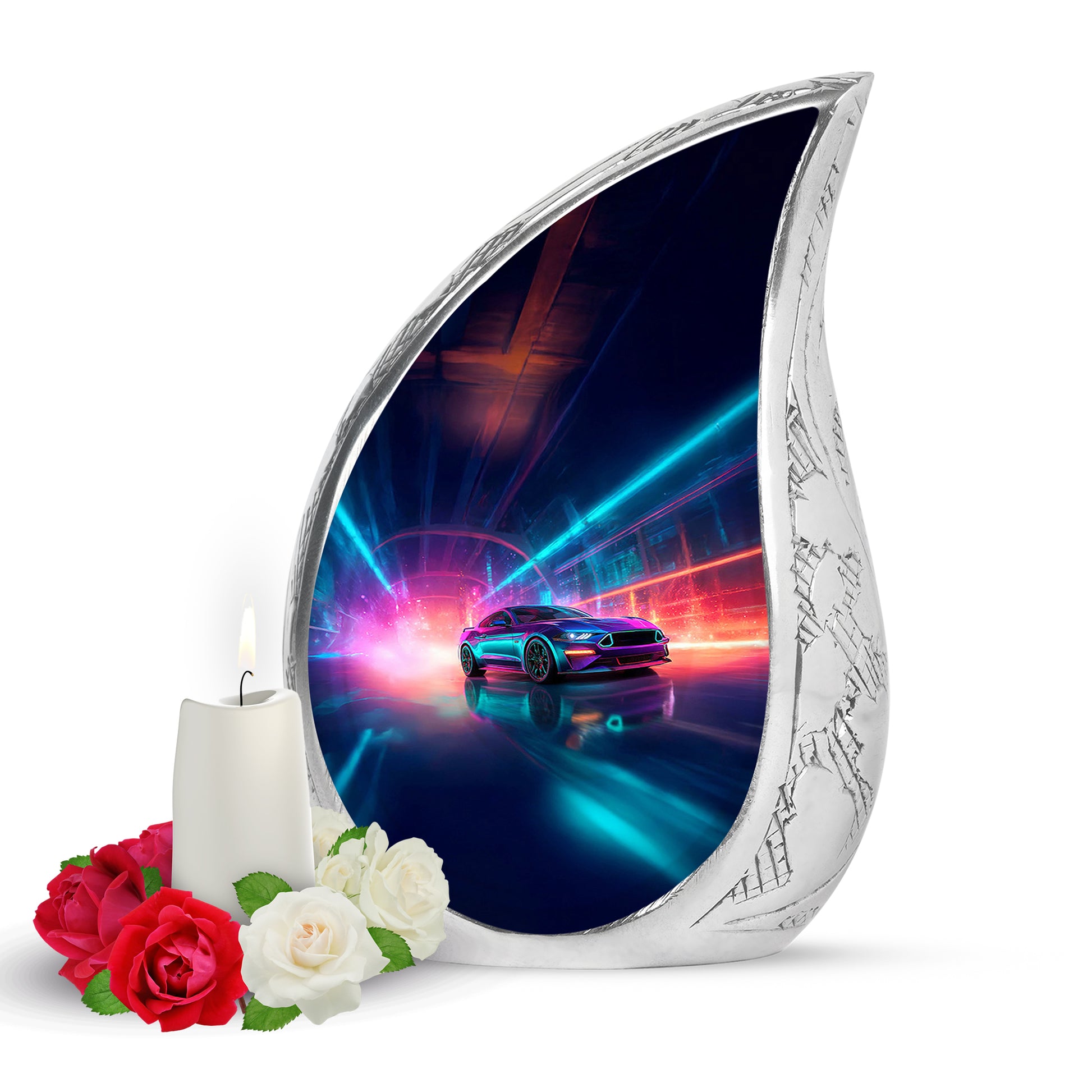 Personalized Refined Car Cremation Urns - Blue 10-inch, 200 cu in - Karyliz