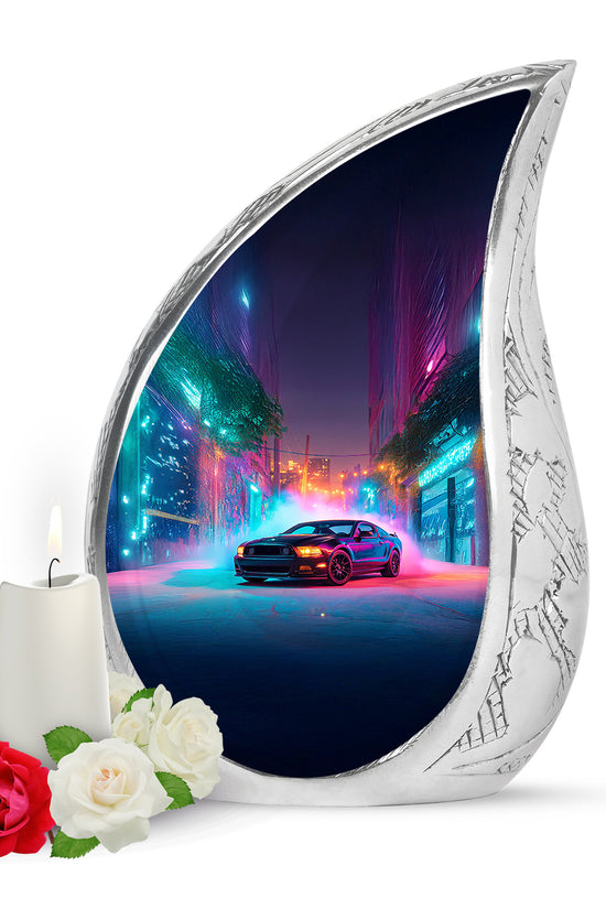 Personalized Elegant Car Cremation Urns - Blue 10-inch, 200 cu in - Karyliz