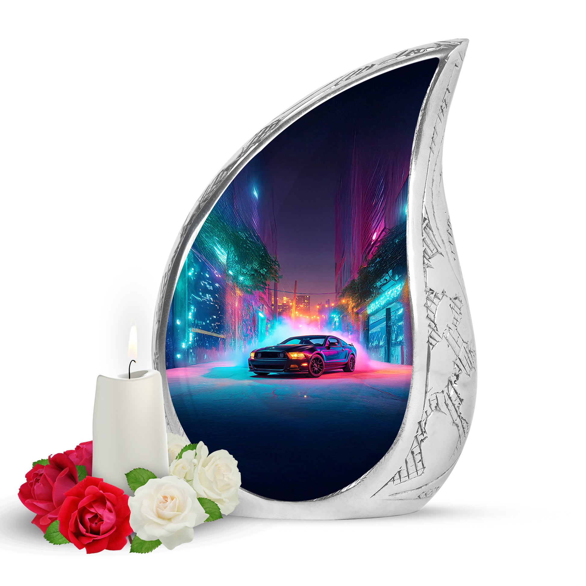 Personalized Elegant Car Cremation Urns - Blue 10-inch, 200 cu in - Karyliz