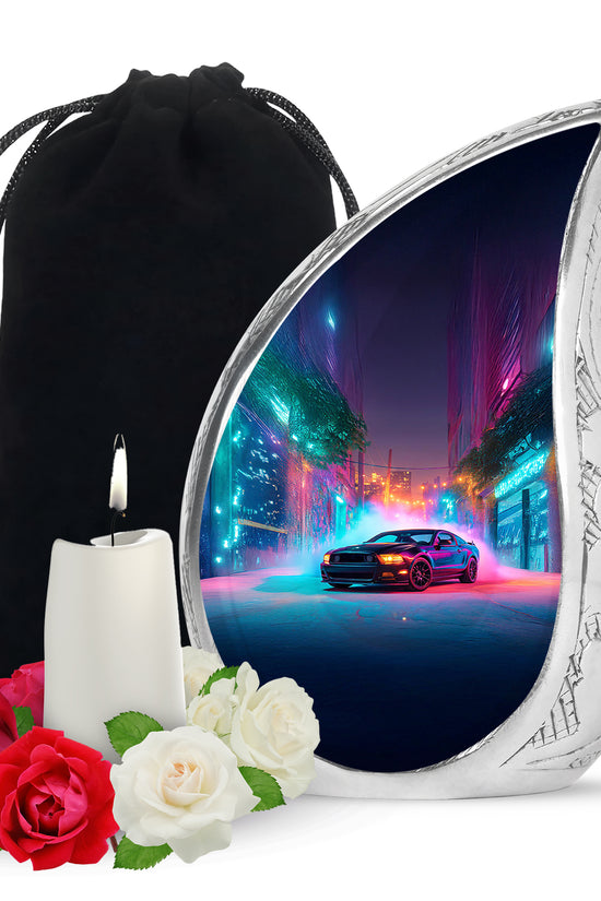 Colorful Night Car Memorial Urn - Race Car Urns For Human Ashes